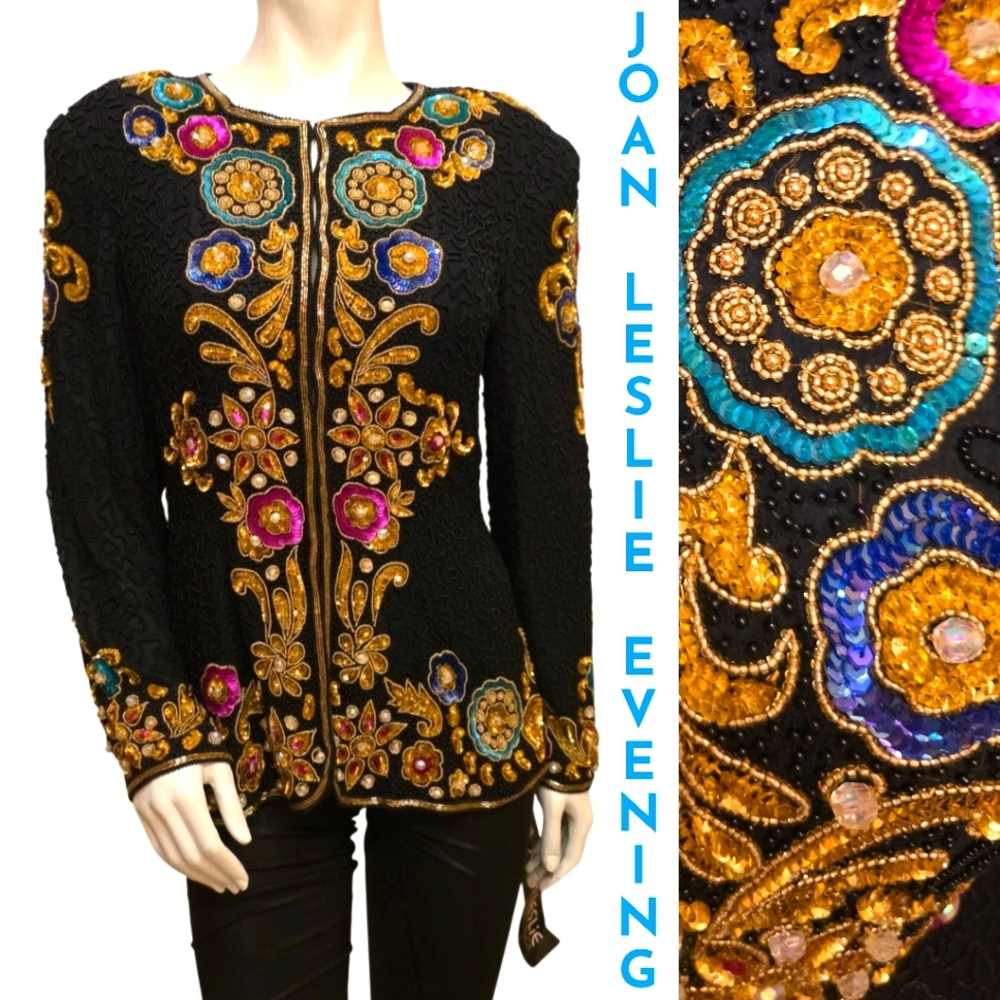 Joan Leslie Evenings Vintage 80's Beaded Blazer NWT Size L